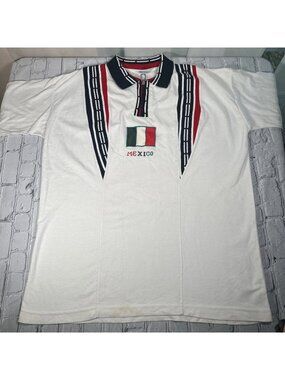 90s 1994 France98 By Adidas Mexico World Cup Polo Shirt Mens XL Soccer Vintage
